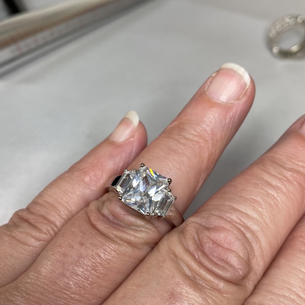 Emerald Cut Cz Statement Ring Size 9 - image 5